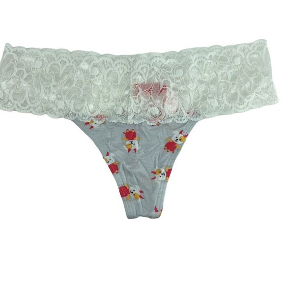 Splendies Devious Dog White Lace Waist Thong Panty Womens Size Small - Picture 1 of 6